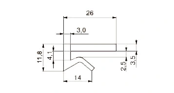 Зажимной плоский профиль 26 x 11,8