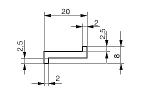 Зажимной U-образный профиль 20 x 8